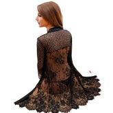 Beautiful Nightgown and Robes Full Front Open Nighty for Women Transparent Black Nighty